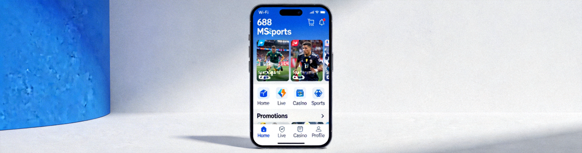 Tampilan antarmuka modern M88 MSports di smartphone dengan menu navigasi yang intuitif